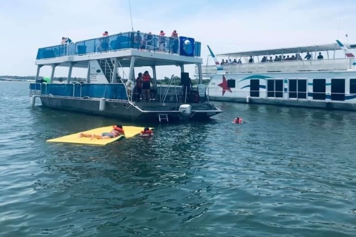 a small boat in a large body of water