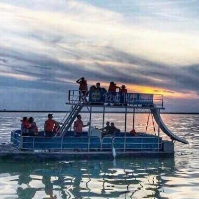 a small boat in a body of water