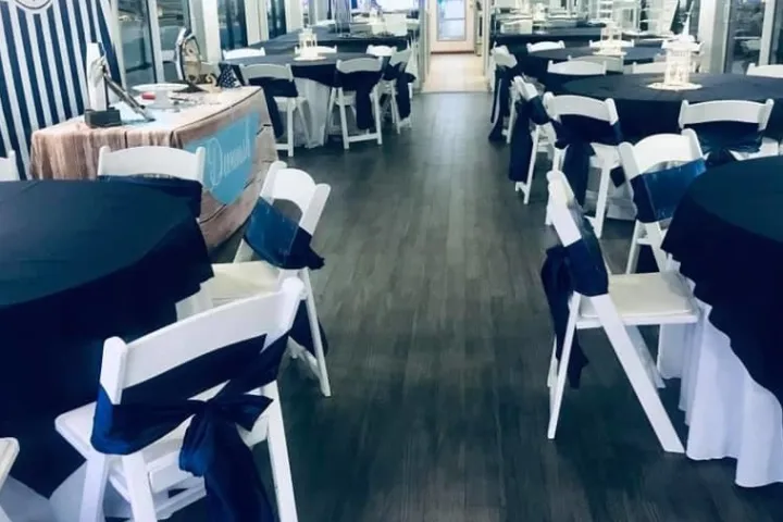 a room filled with furniture and a table