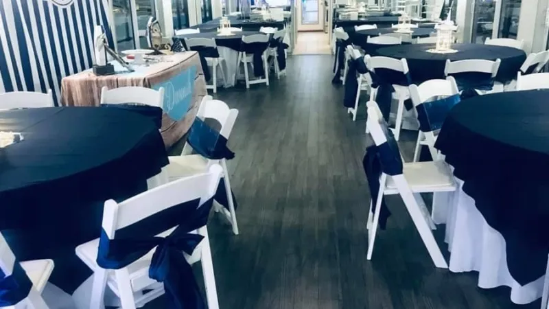 a room filled with furniture and a table