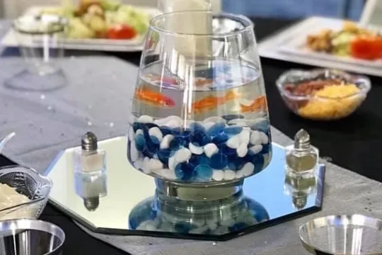 a group of glass bottles on a table