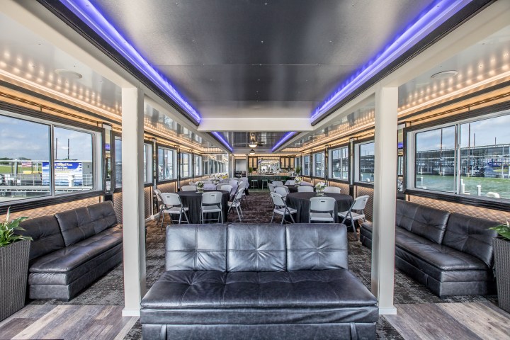 a bench in a train station