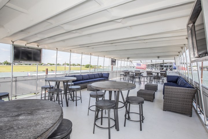 a large room with tables and chairs