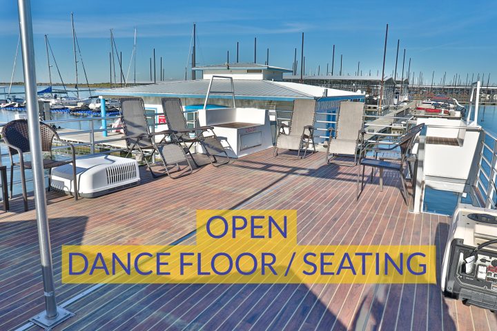 a chair sitting in a harbor