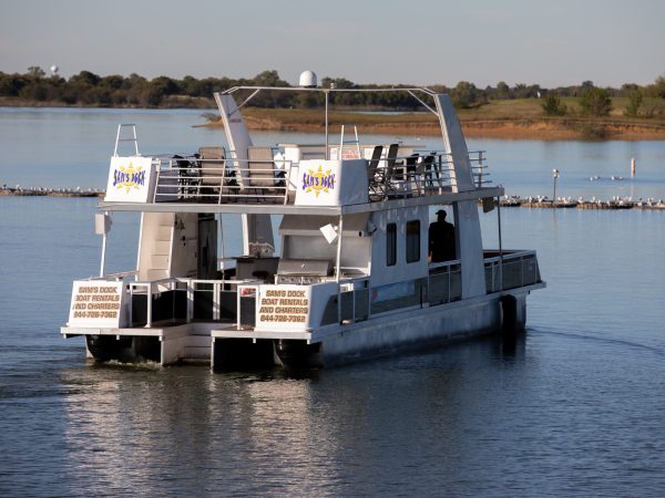 a small boat in a large body of water