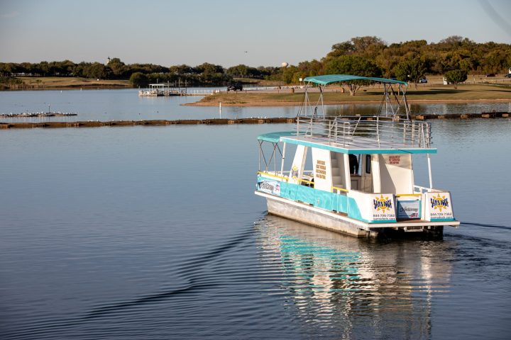 a small boat in a large body of water