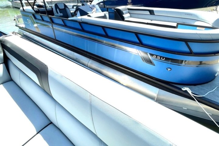 a boat is tied to a dock